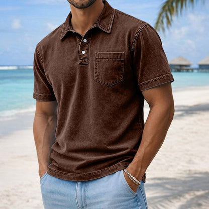 Washed 100% Cotton Vintage Polo Shirt