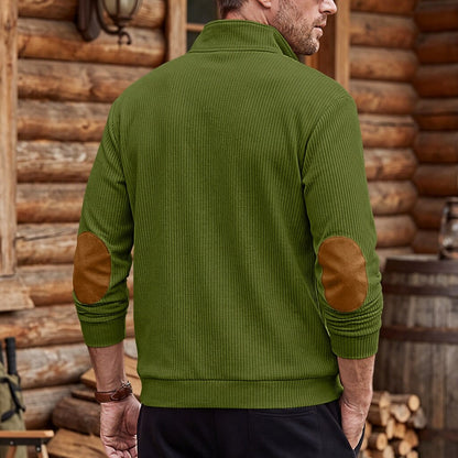 Colorblock Corduroy Quarter Zip Sweatshirt