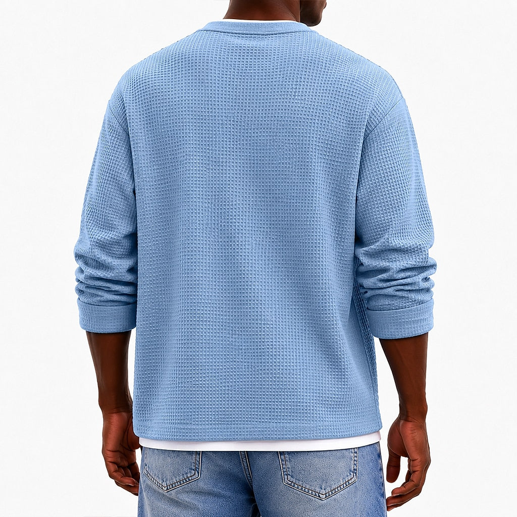 Relaxed V-neck Waffle T-Shirt