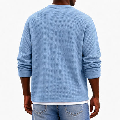 Relaxed V-neck Waffle T-Shirt
