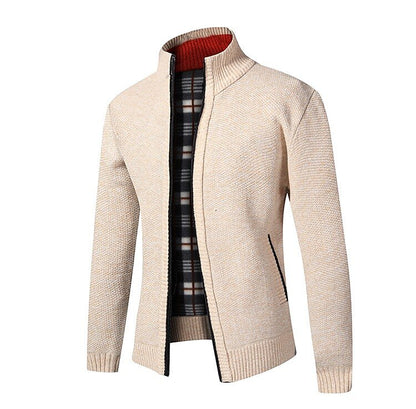 Fleece Ribbed Knit Zip Up Sweater Cardigan