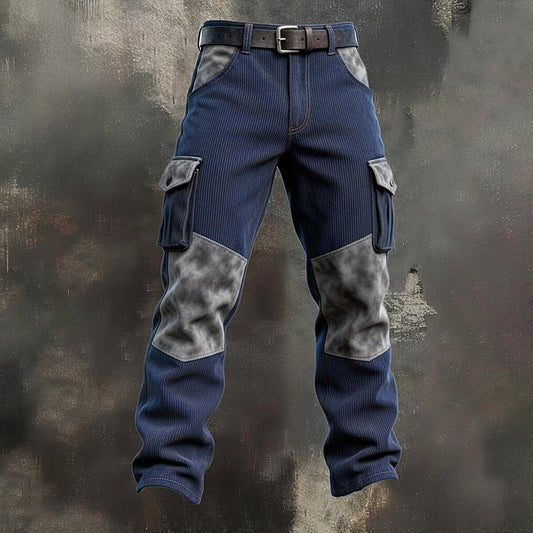 Colorblock Corduroy Patchwork Cargo  Pants