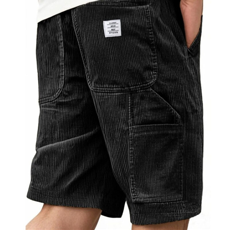 Men's Corduroy Shorts-Comfortable Drawstring Pocket Shorts