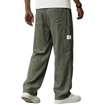 Casual Linen Pants for Men - Elastic Waist, Daily & Beach Wear
