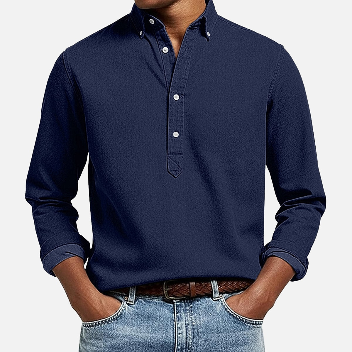 Long Sleeve Cotton Popover Shirt