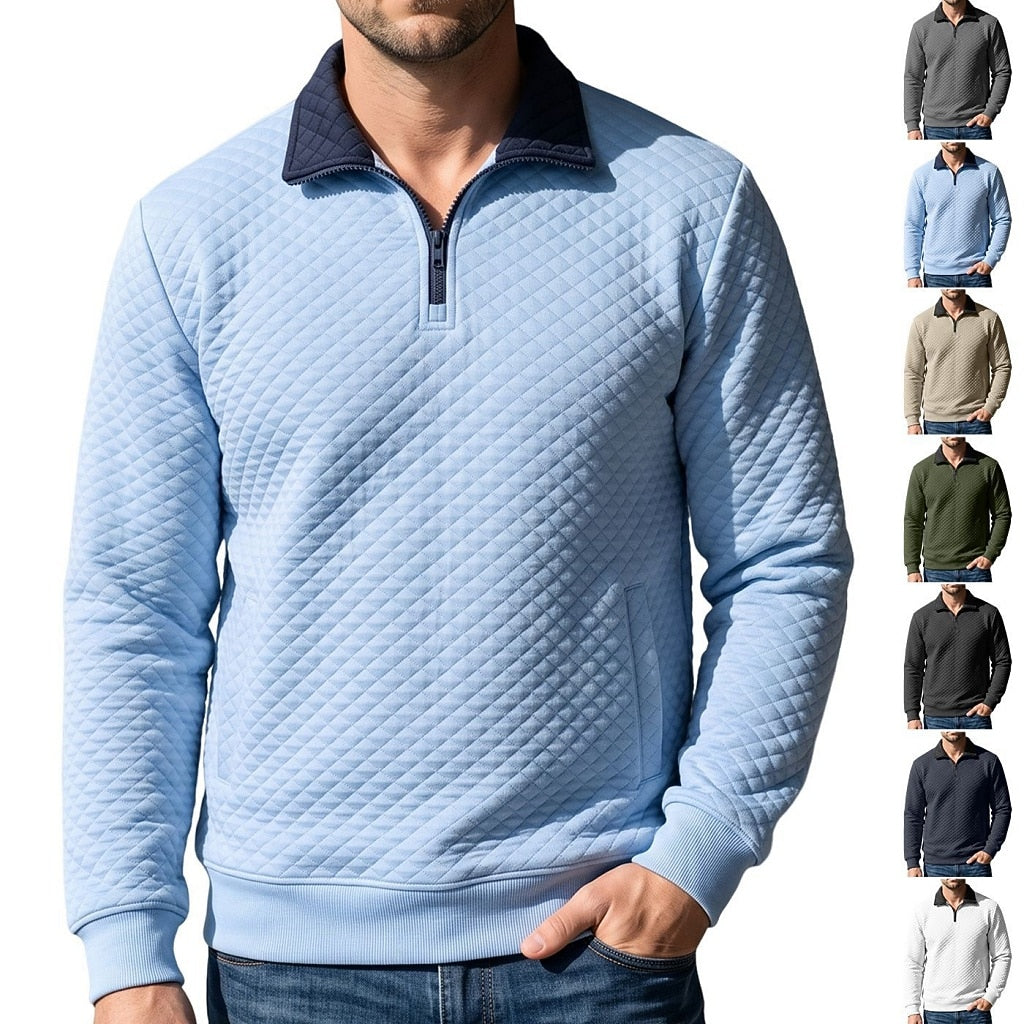 Colorblock Waffle Quarter-Zip Sweatshirt