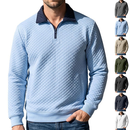 Colorblock Waffle Quarter-Zip Sweatshirt