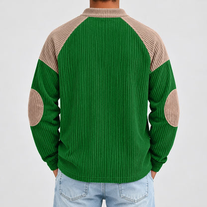 Colorblock Textured Corduroy Henley Shirts