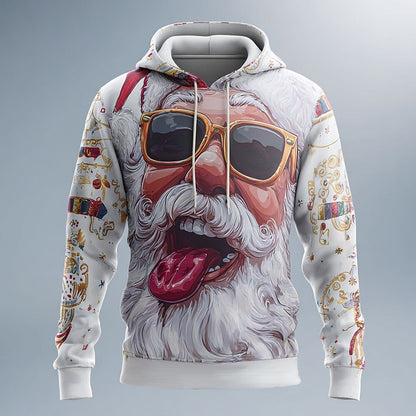 Santa Christmas White Graphic Pullover Hoodie