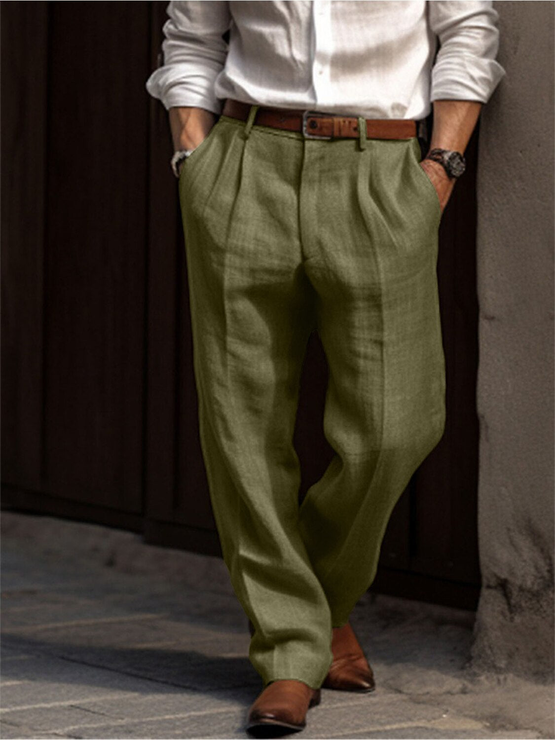 Men's Cotton Linen Pants - Casual Straight Leg