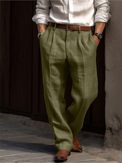 Men's Cotton Linen Pants - Casual Straight Leg