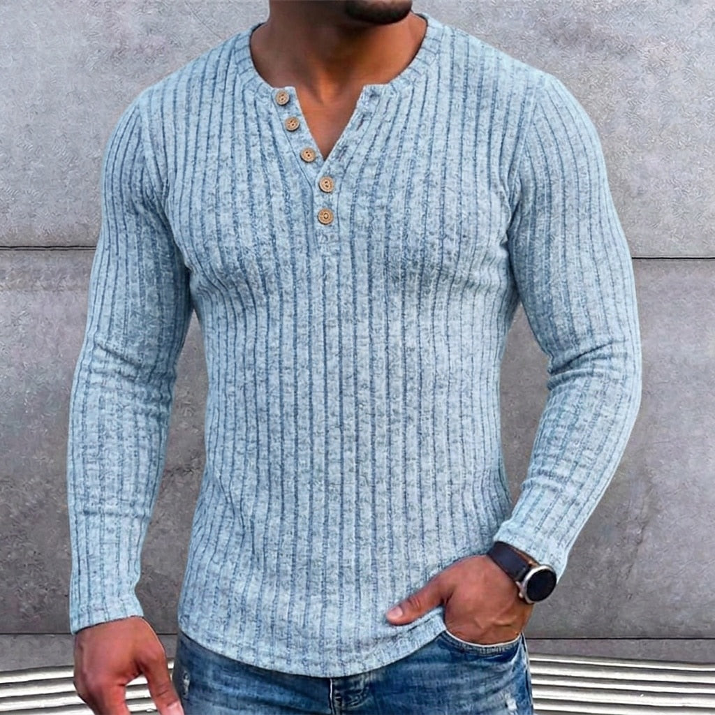 Vintage Ribbed Fleece Henley Shirt