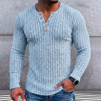 Vintage Ribbed Fleece Henley Shirt