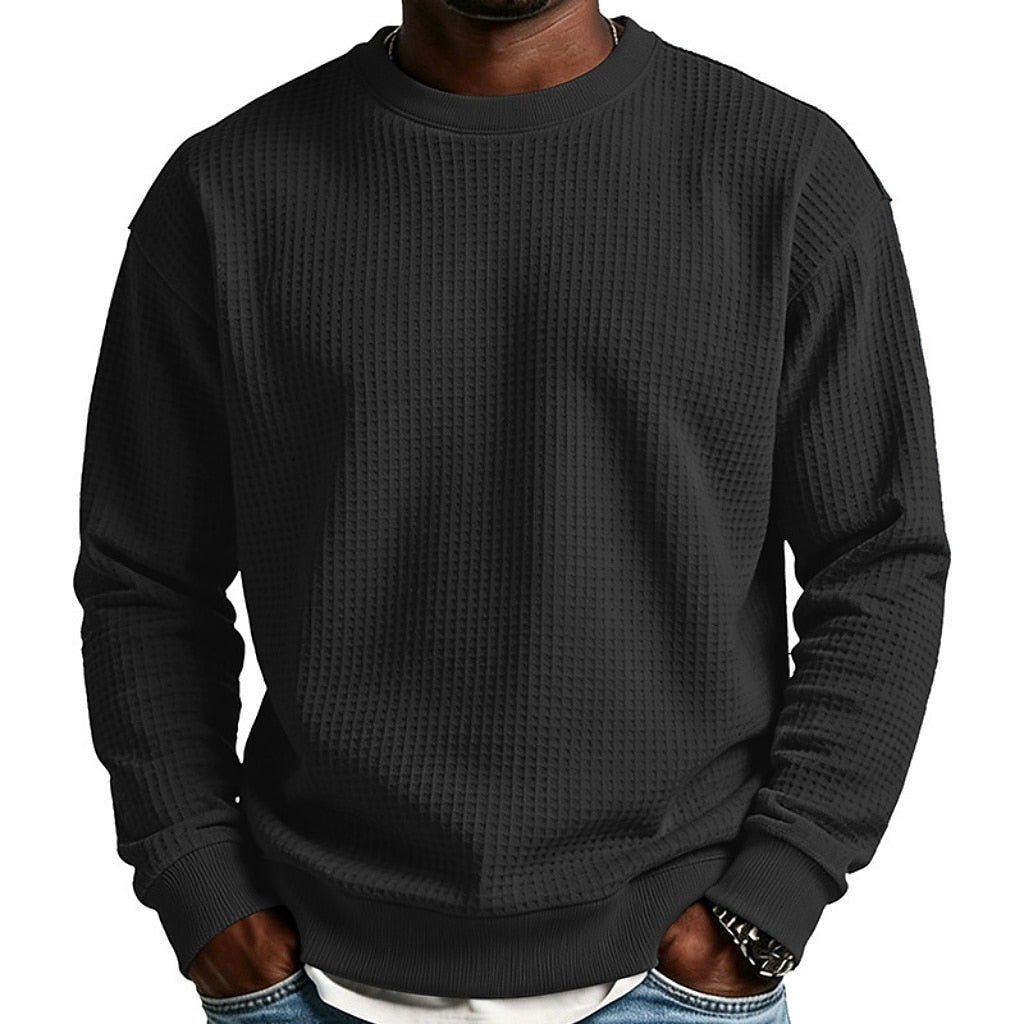 Classic Waffle Knit Crew Neck Sweatshirt