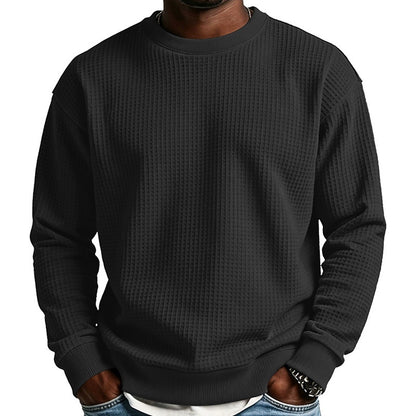 Classic Waffle Knit Crew Neck Sweatshirt