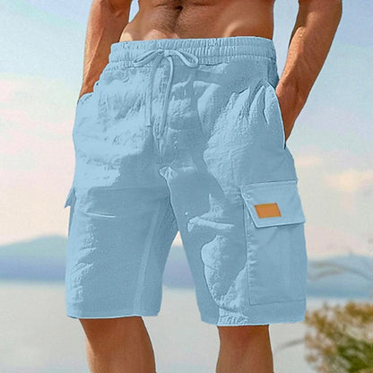 Men's Linen Cargo Shorts-Vacation & Everyday Beachwear