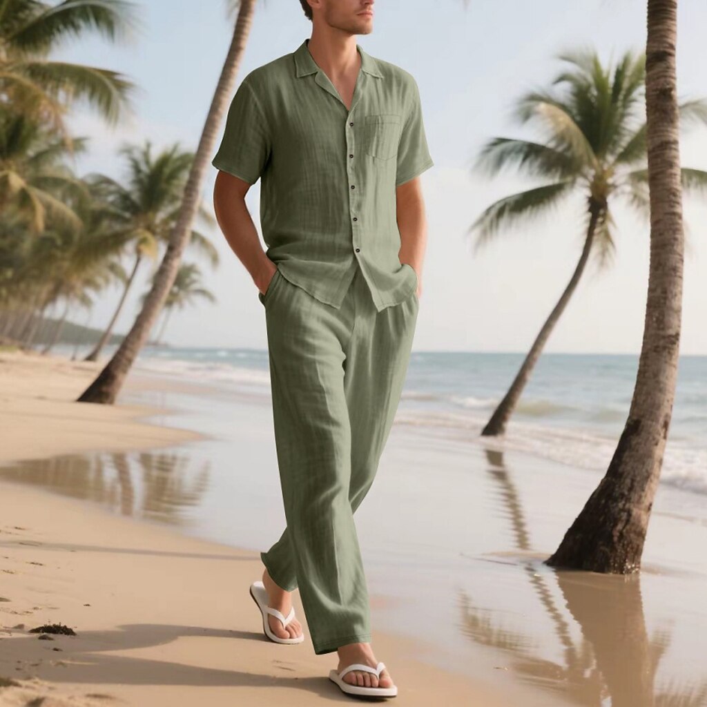 Cotton Linen Shirt & Pants Set