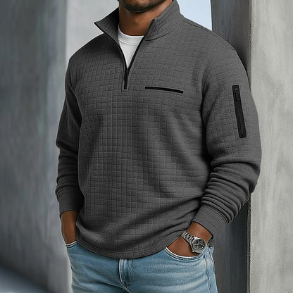 Quarter Zip Textured Waffle Polo