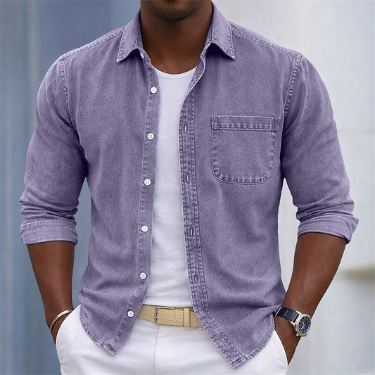 100% Cotton Acid Wash Button-Up Shirt