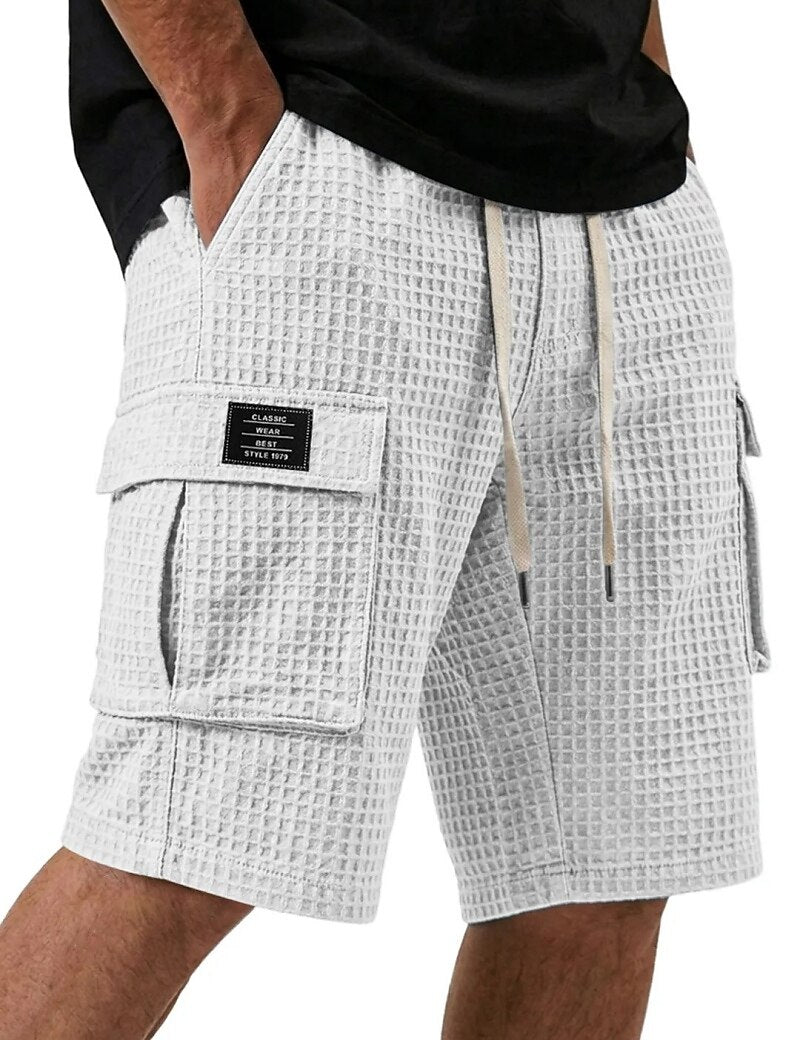 Lightweight Waffle Cargo Shorts With Pocket