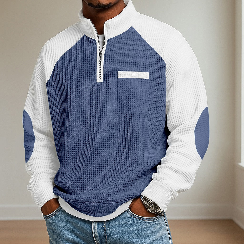 Patchwork Waffle Polo Shirts