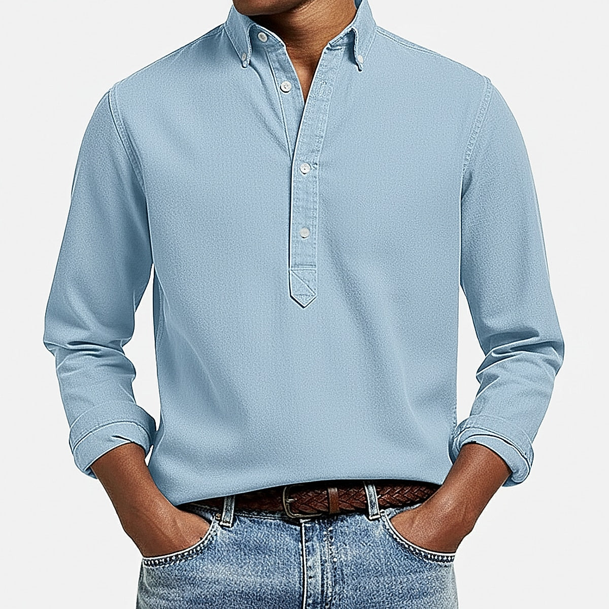 Long Sleeve Cotton Popover Shirt