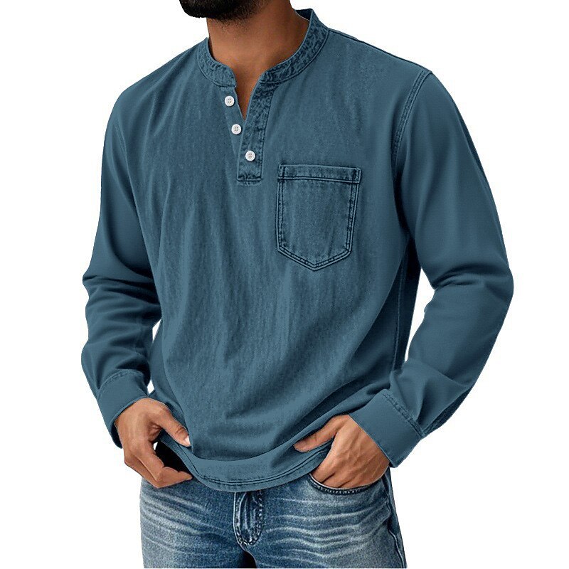 Vintage Washed Cotton Henley T-Shirt