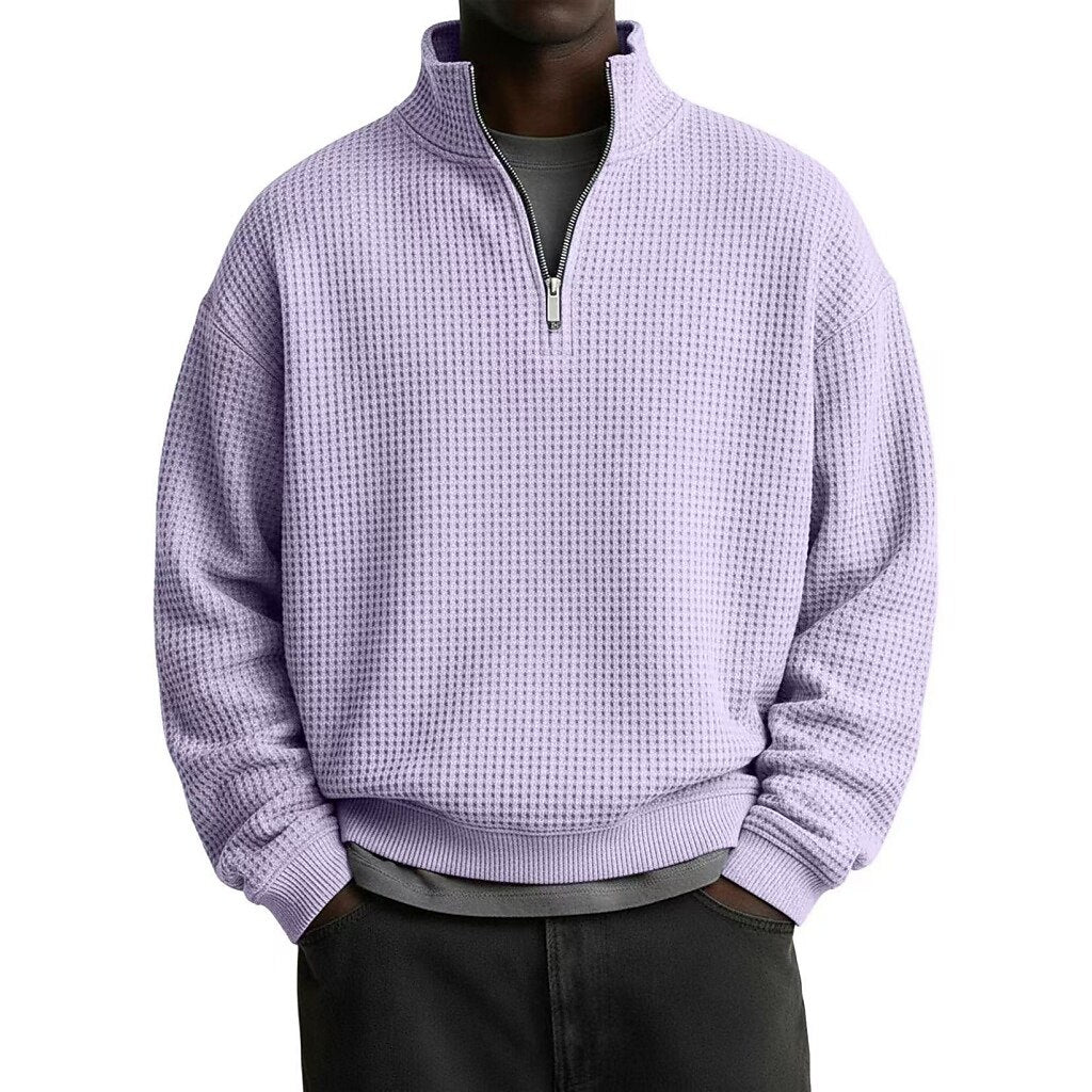 Textured Quarter Zip Waffle Polo
