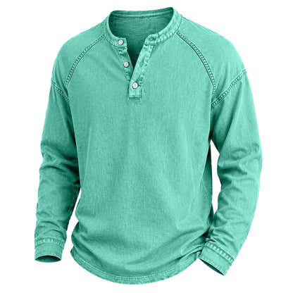 Broken-in Cotton Long Sleeve Henley