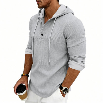 Textured Waffle Hooded Henley