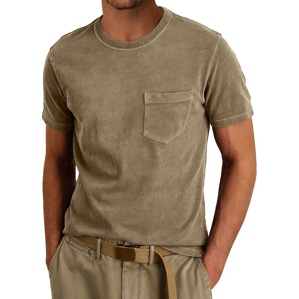 Washed Cotton Vintage Pocketed Tee