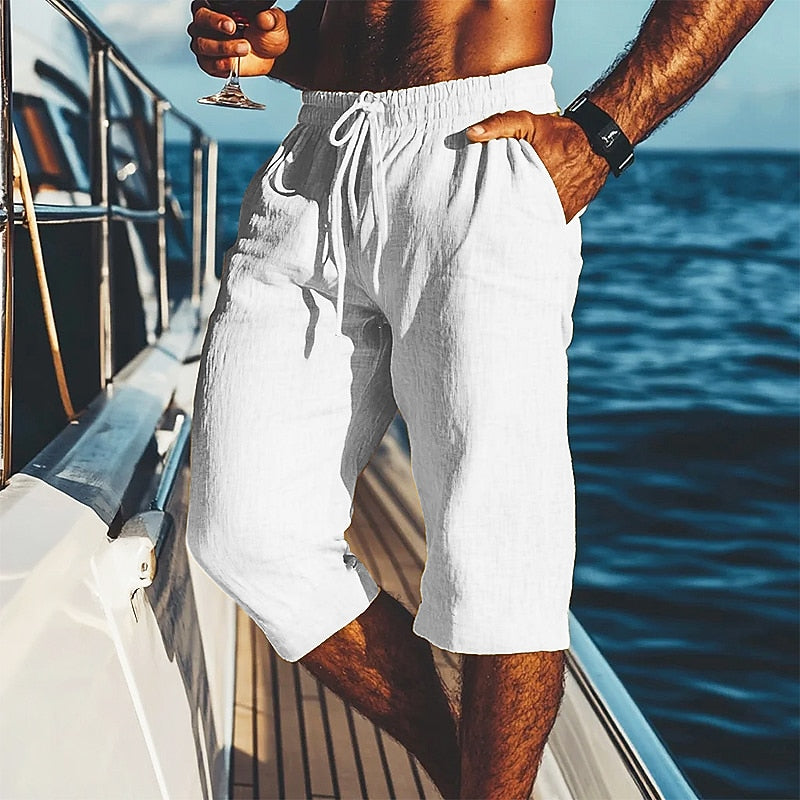 Linen Shorts Casual Drawstring Shorts Summer Comfort