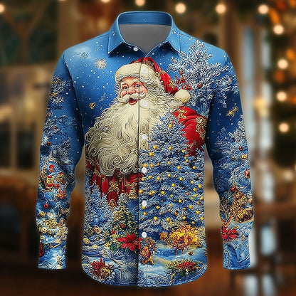 Men's Santa Tree Christmas Long Sleeve Shirt