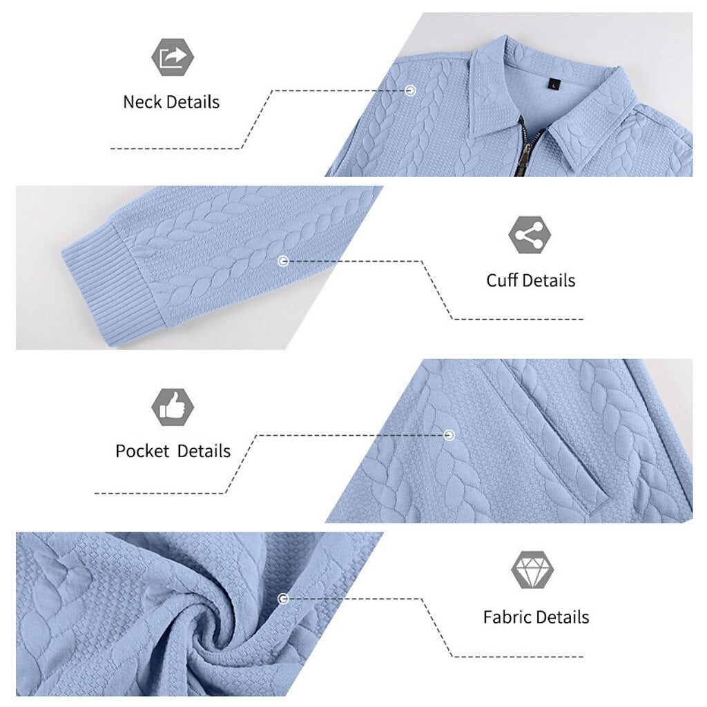 Soft Textured Jacquard Quarter Zip Polo