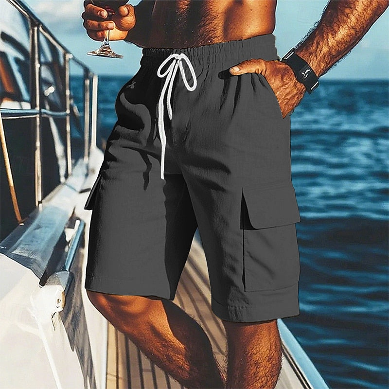 Lightweight Linen Shorts-Knee Length Shorts for Outdoor Activities