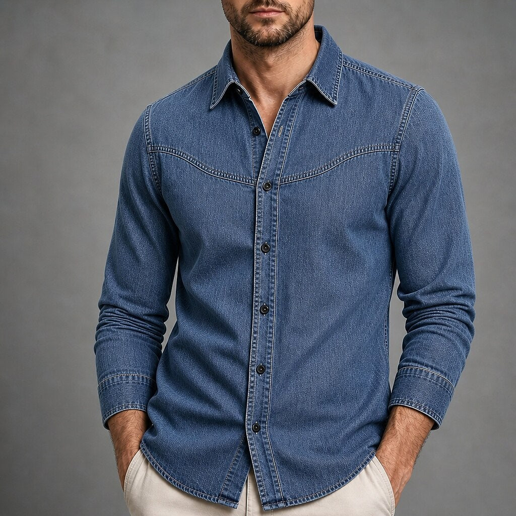 Relaxed Washed Cotton Button Up Shirt
