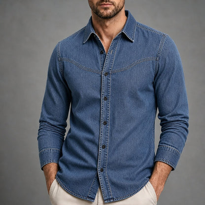 Relaxed Washed Cotton Button Up Shirt