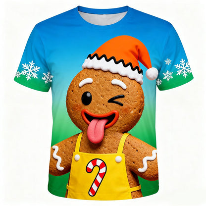 Men's Gingerbread Christmas 3D Graphic T-Shirt