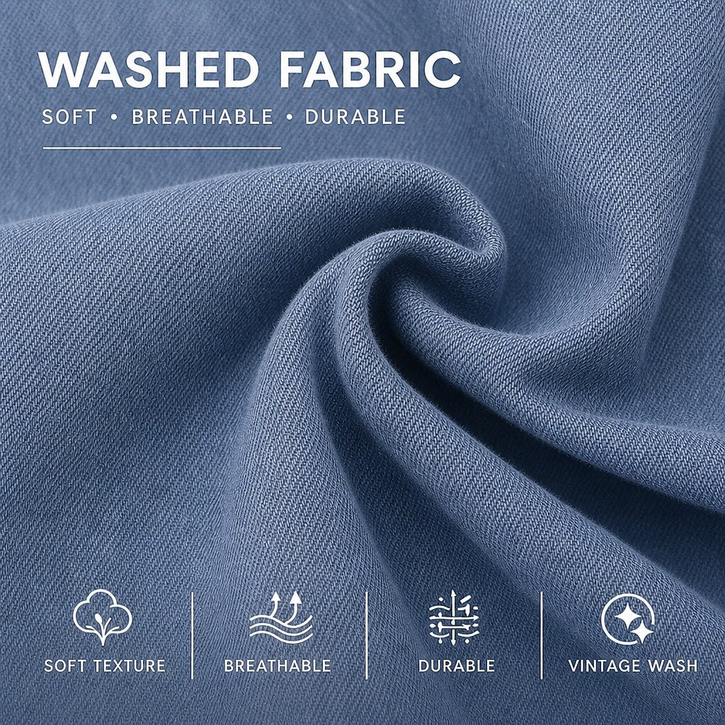 Relaxed Washed Cotton Button Up Shirt