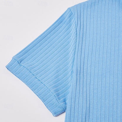 Men's Textured Rib Knit Polo Shirt