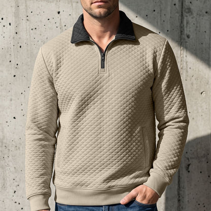 Colorblock Waffle Quarter-Zip Sweatshirt