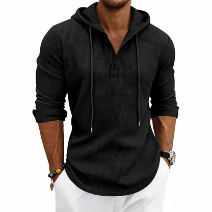 Textured Waffle Hooded Henley