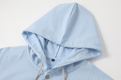 Lightweight Button Up Linen Hooded Shirt