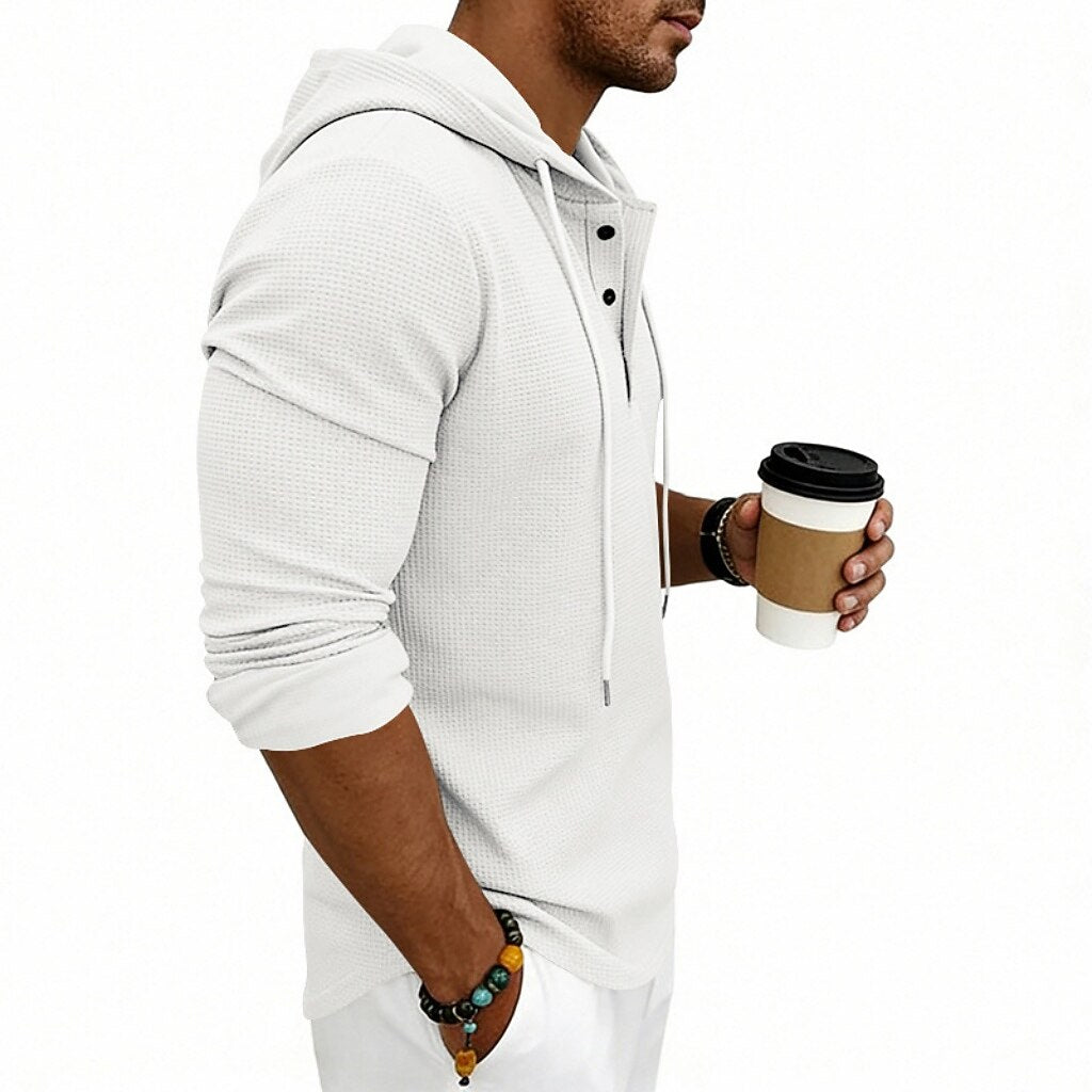 Textured Waffle Hooded Henley
