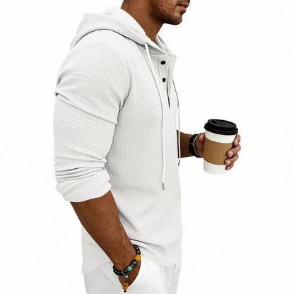 Textured Waffle Hooded Henley
