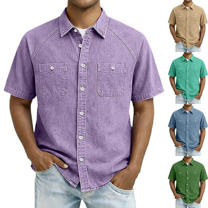 Men's Casual Shirt -100% Cotton Acid Wash