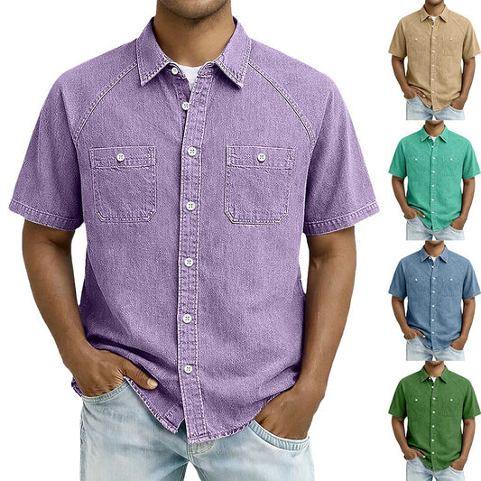 Men's Casual Shirt -100% Cotton Acid Wash