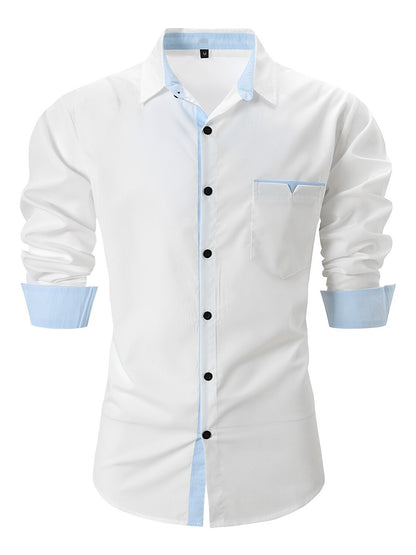 Colorblock Button Up Dress Shirt