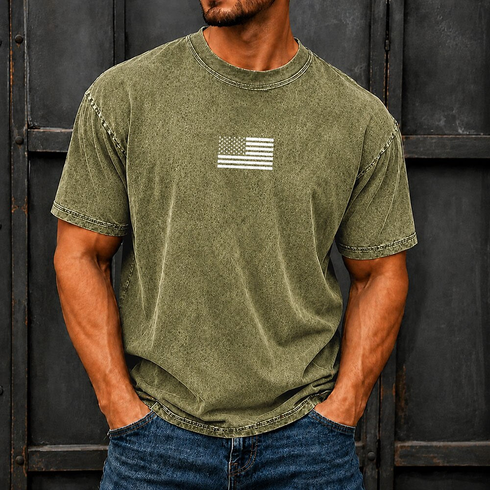 Broken-In 100% Cotton US Flag T-shirt