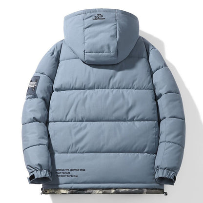 Men’s Quilted Hooded Patchwork Puffer Jacket – Everyday Warmth & Practical Style